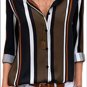 Dearlovers Womens Stripes Shirt Long sleeves